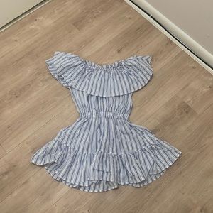 Faithfull XS off the shoulder blue striped dress